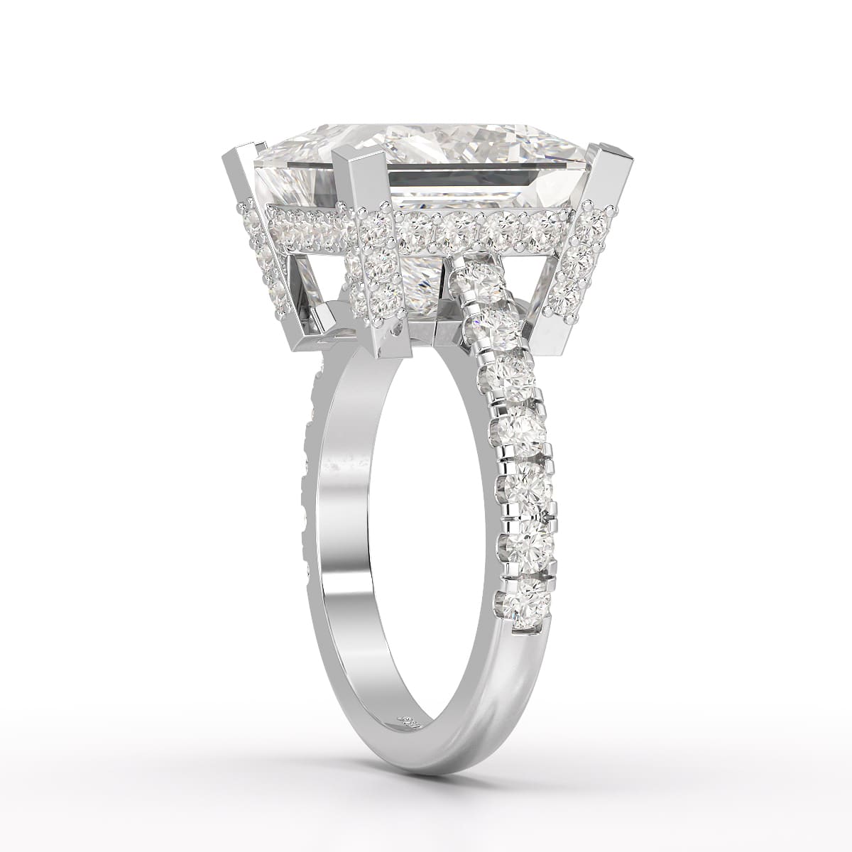 11.42 CT Lab Diamond Princess Cut Hidden Halo Ring