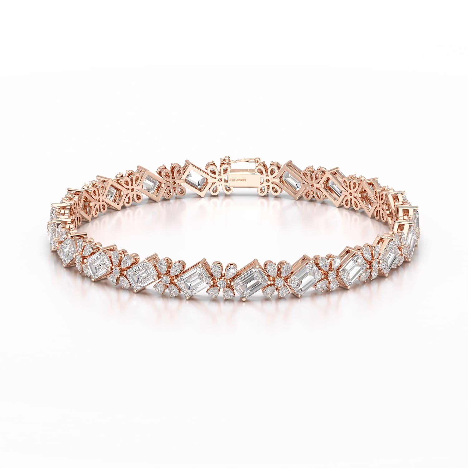 11.95 CT Emerald and Pear Cut Lab Diamond Bracelet