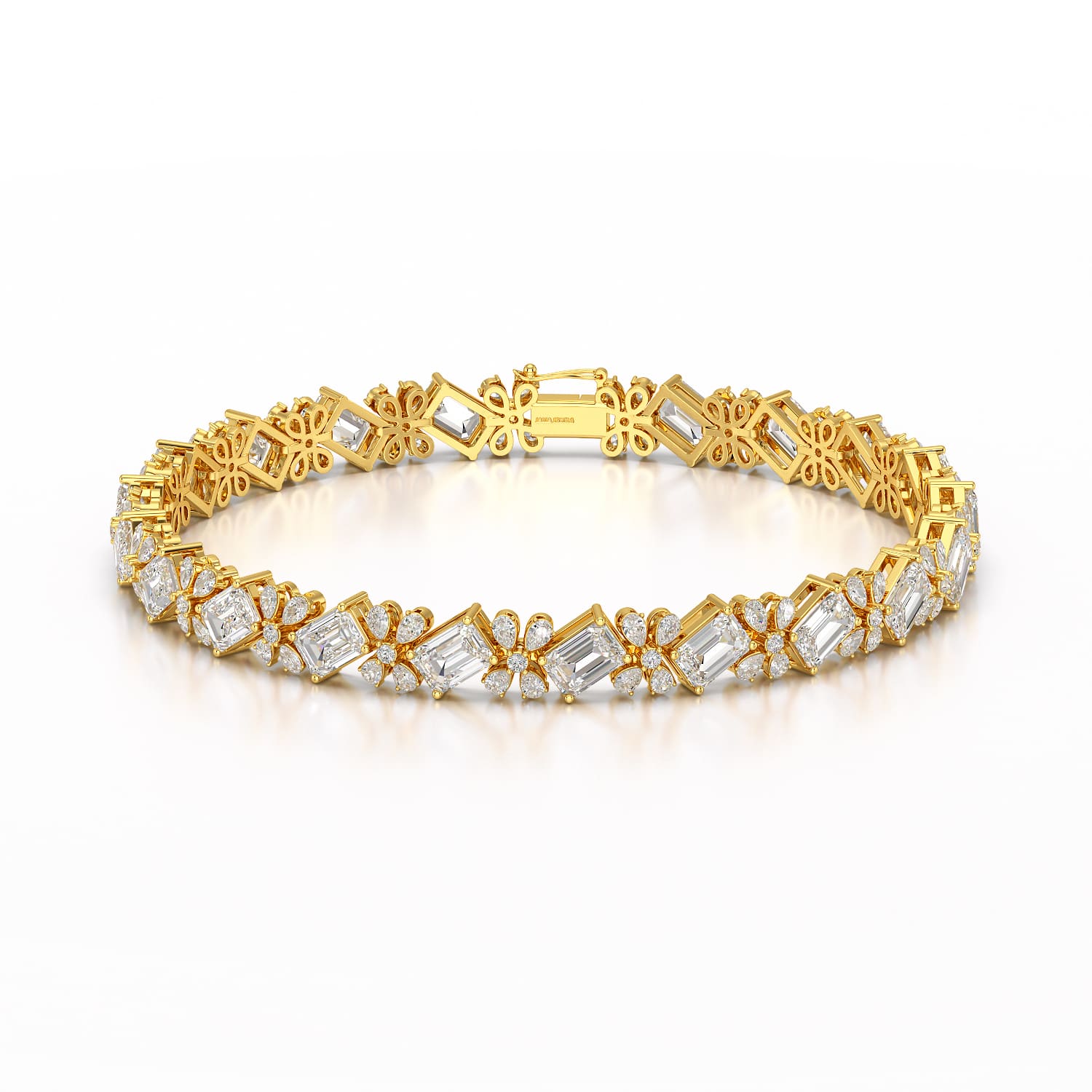 11.95 CT Emerald and Pear Cut Lab Diamond Bracelet