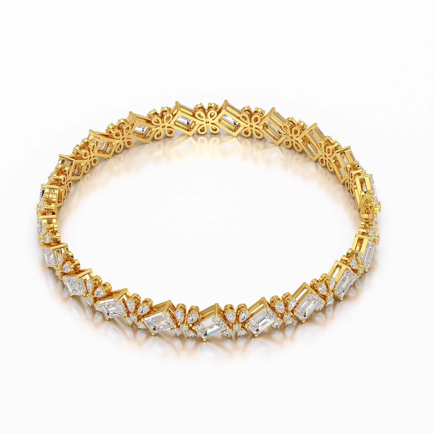 11.95 CT Emerald and Pear Cut Lab Diamond Bracelet