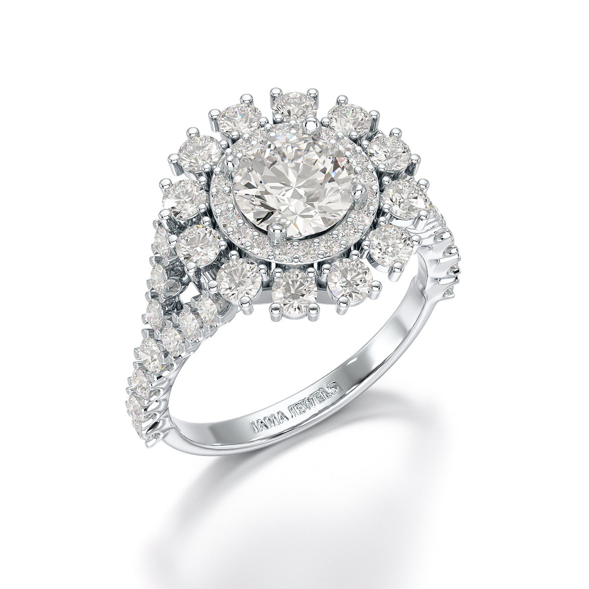 2.63 CT Double Halo Lab Diamond Wedding Ring - Jama Jewels 