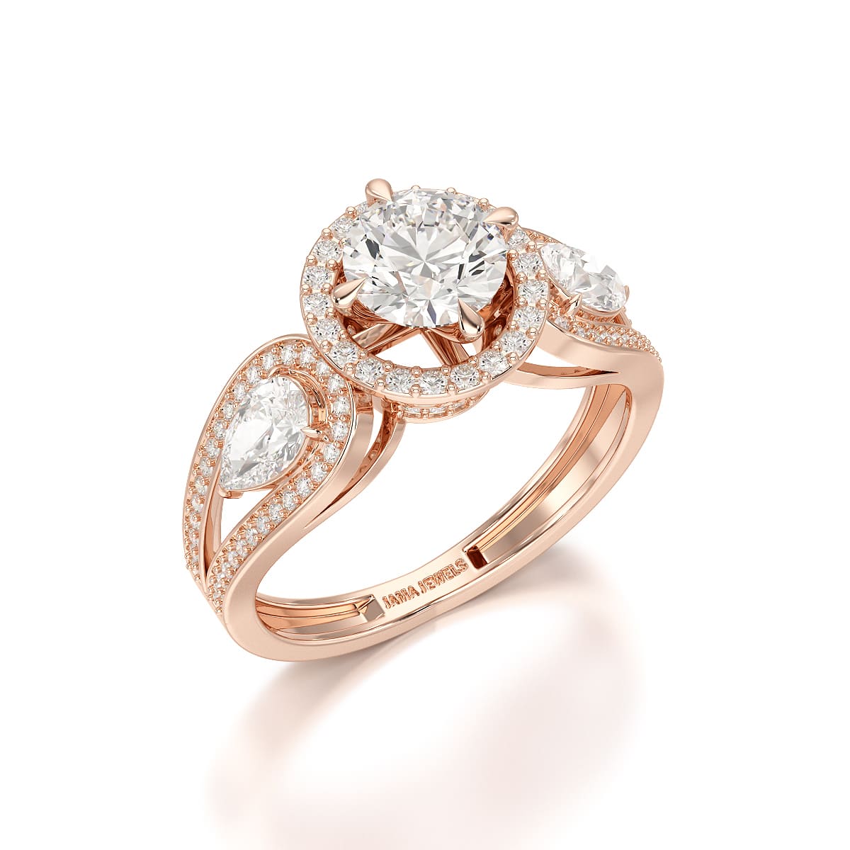 2.09 CT Round Cut Halo Lab Diamond Engagement Ring