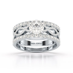 2.12 CT Lab Diamond Halo Triple Row Engagement Ring