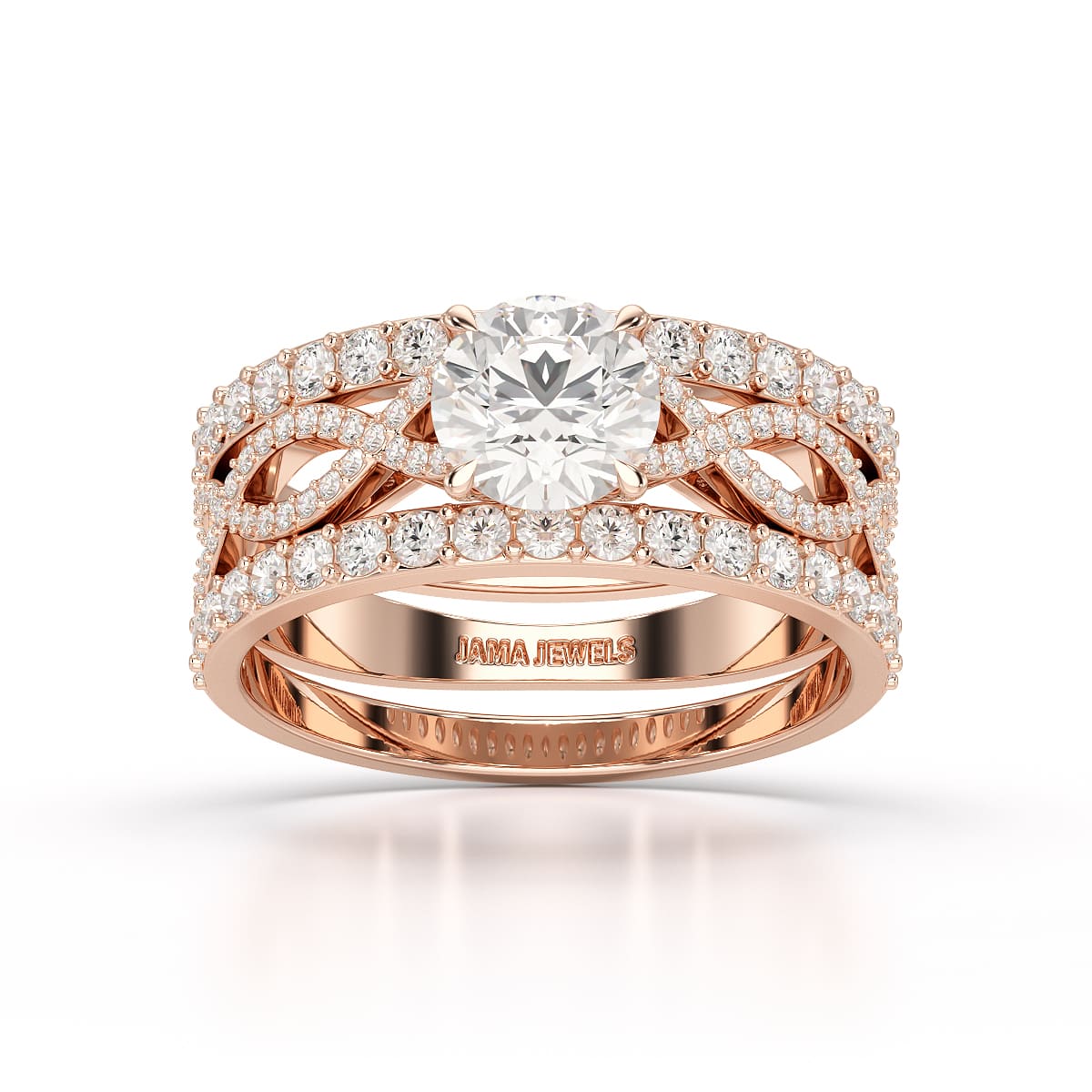 2.12 CT Lab Diamond Halo Triple Row Engagement Ring