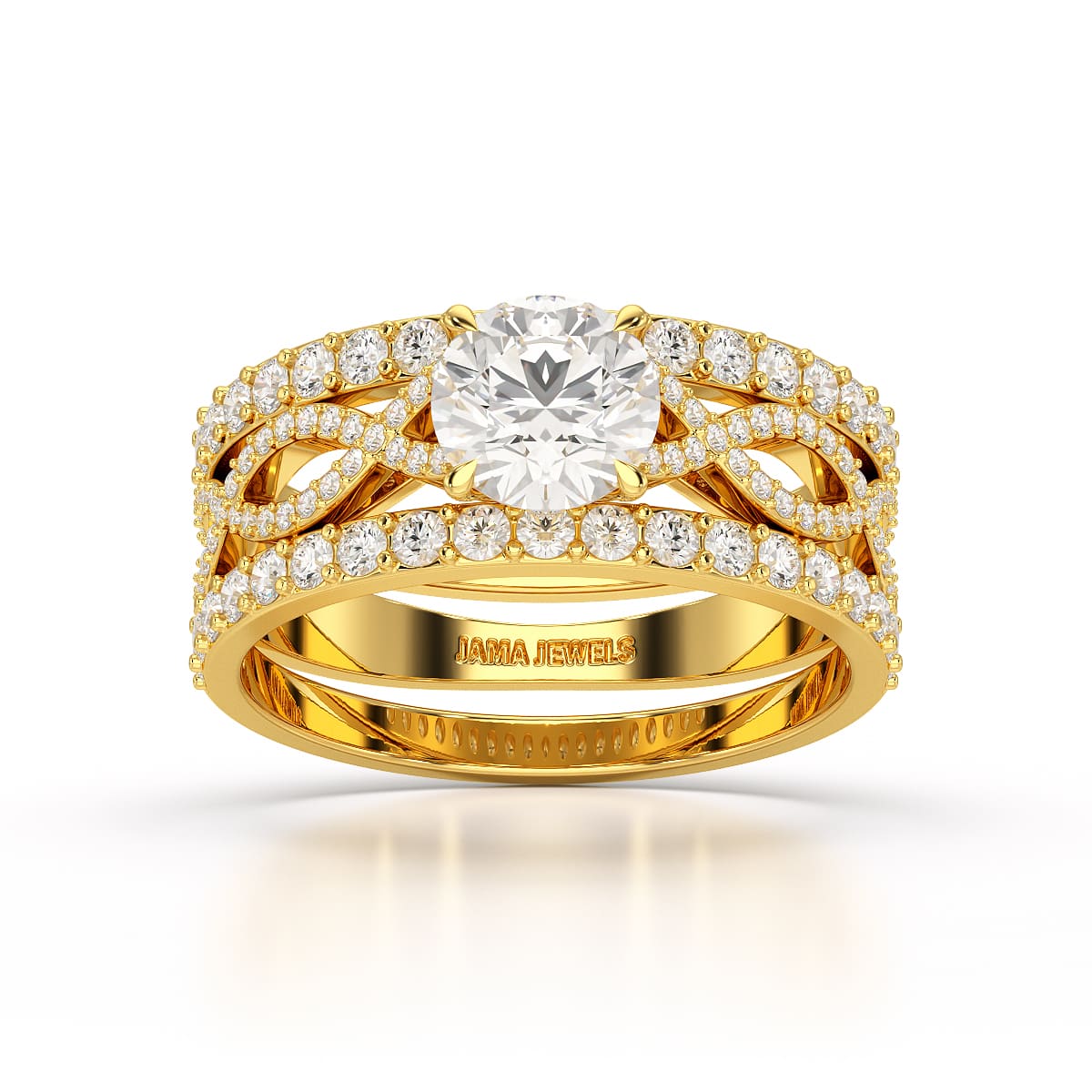 2.12 CT Lab Diamond Halo Triple Row Engagement Ring