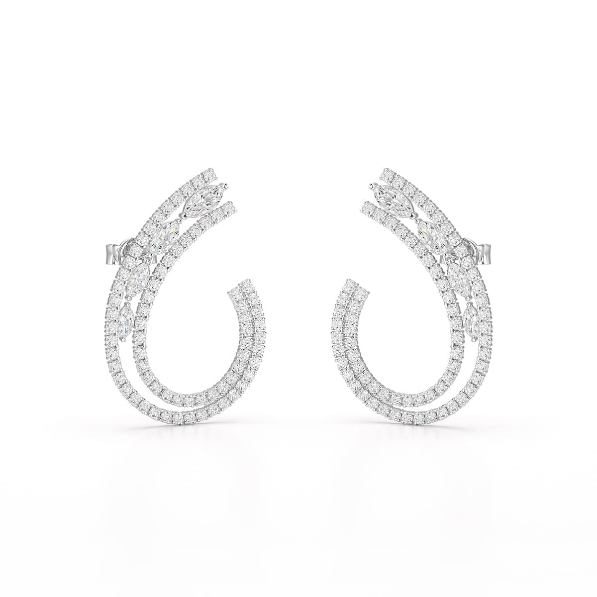 2.2 CT Lab Diamond Marquise Cut Stud Earrings