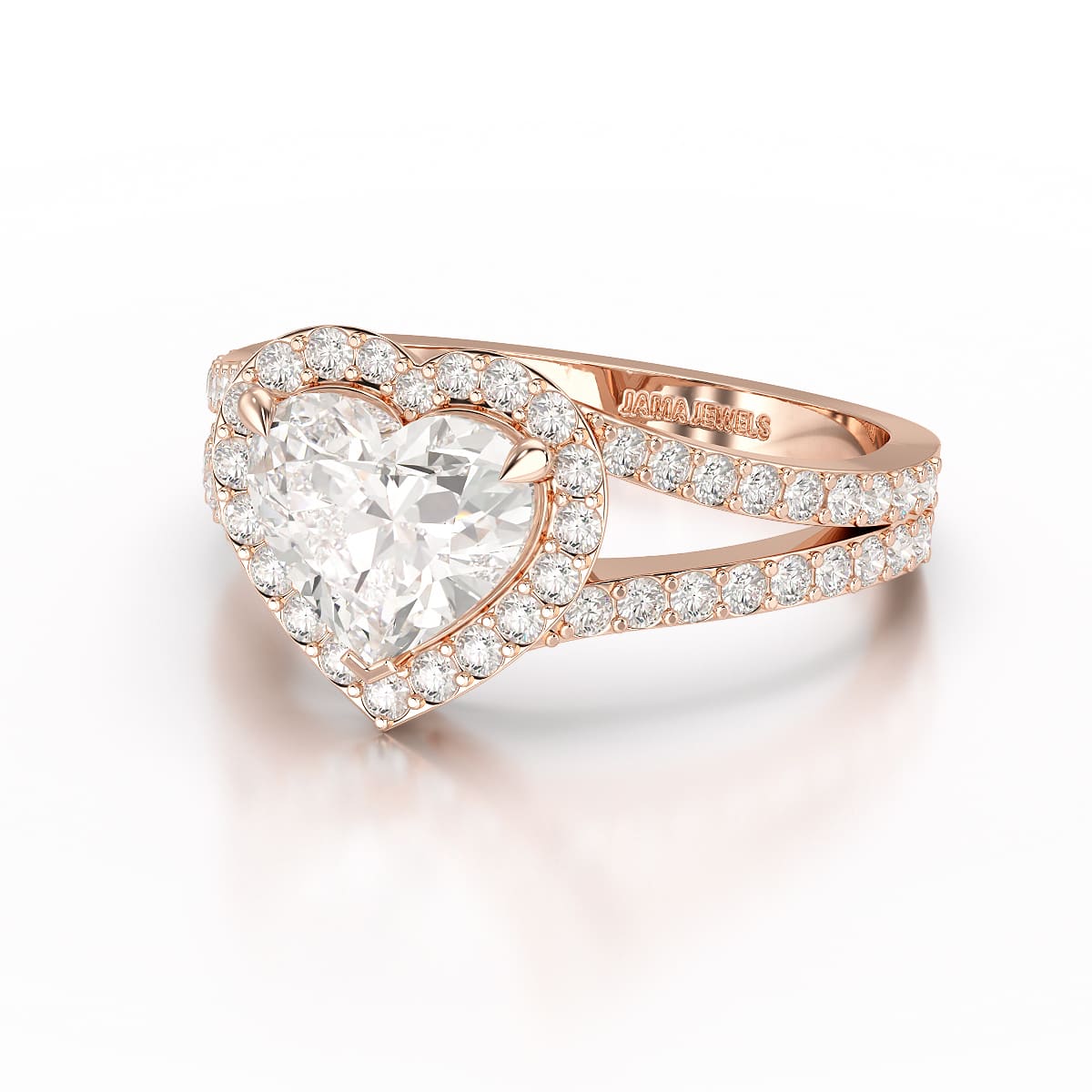 2.35 CT Lab Diamond Heart Shaped Halo Ring