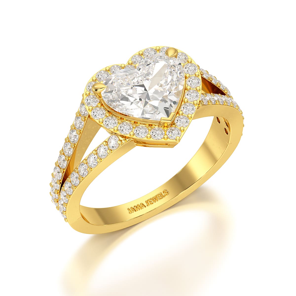 2.35 CT Lab Diamond Heart Shaped Halo Ring