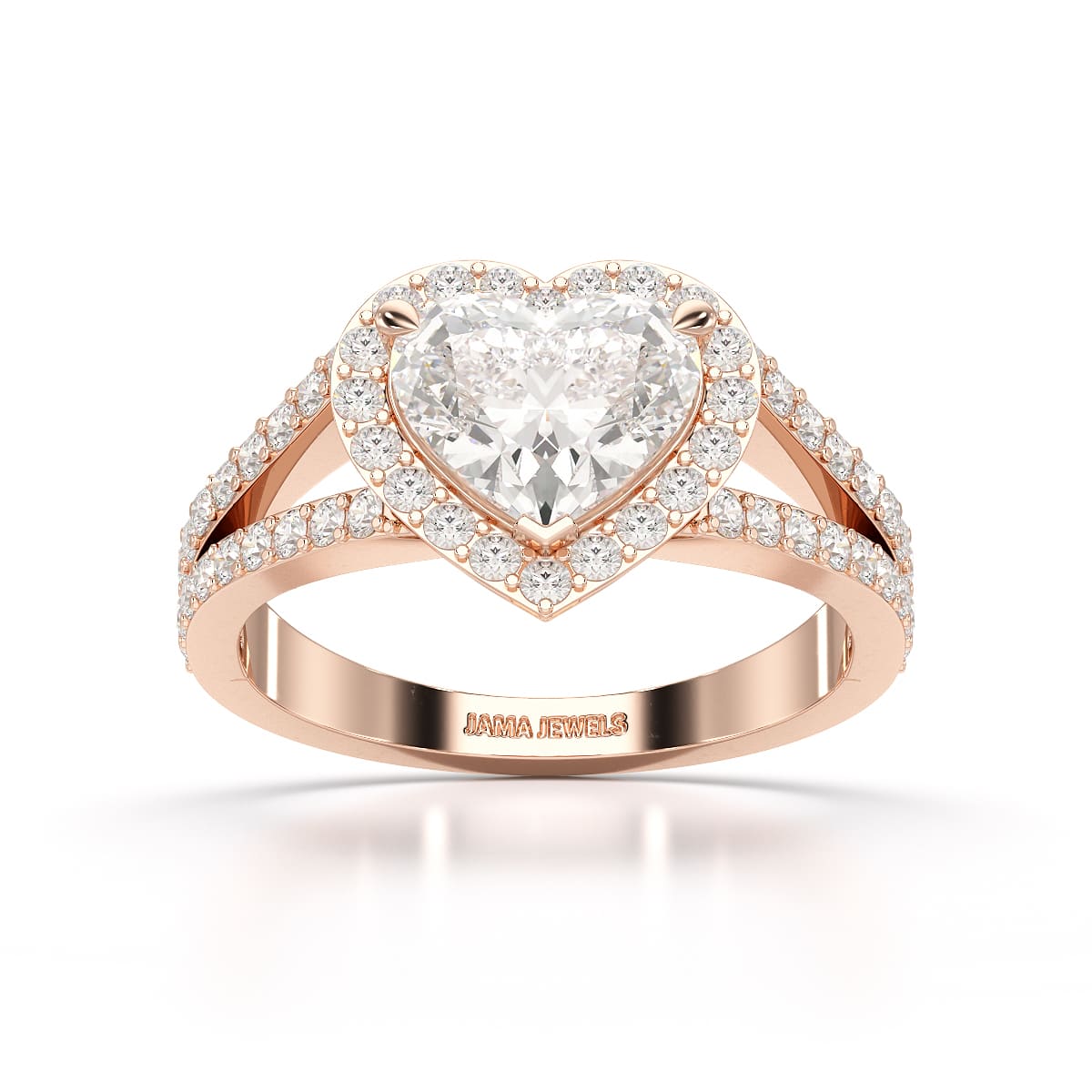 2.35 CT Lab Diamond Heart Shaped Halo Ring