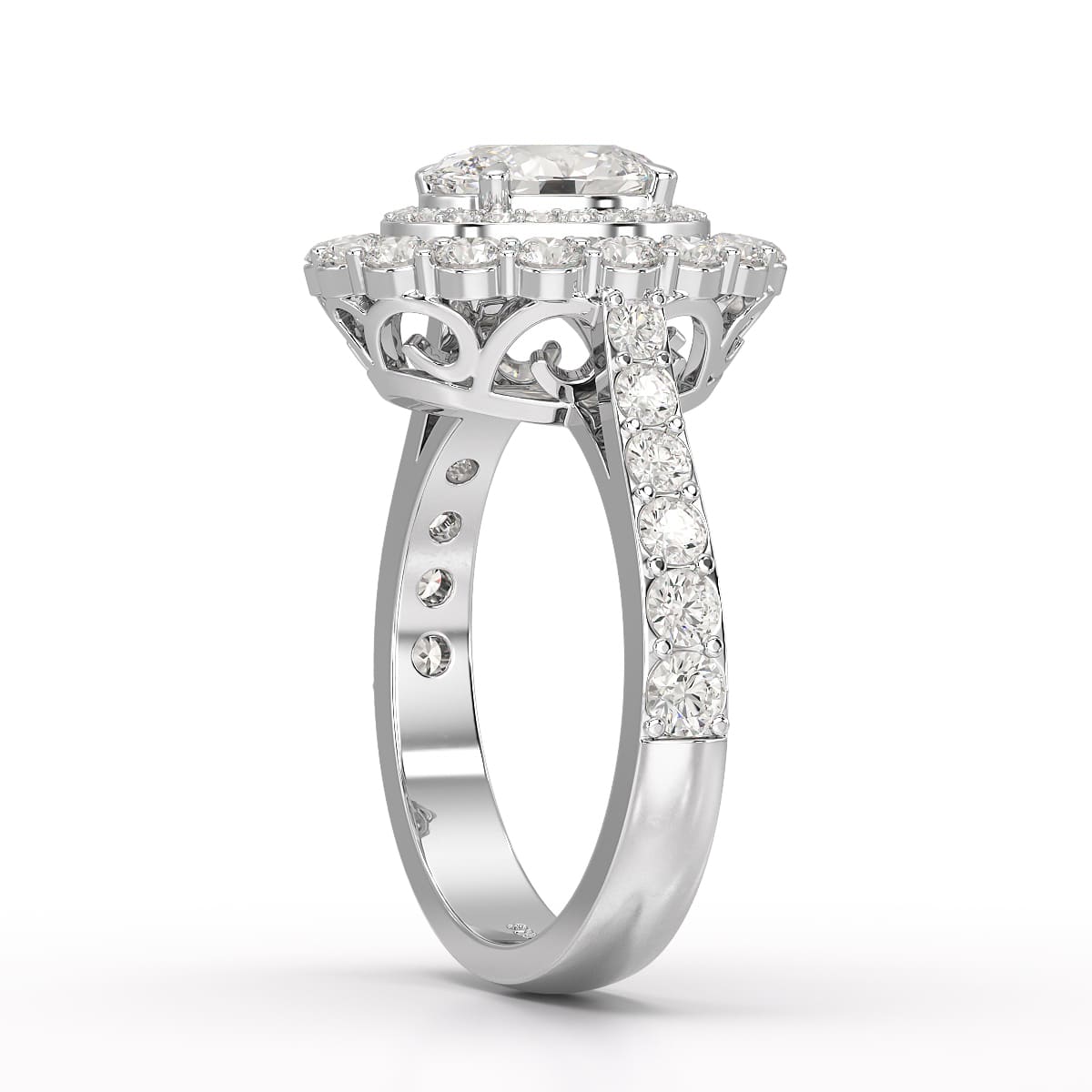 2.39 CT Lab Diamond Oval Cut Halo Engagement Ring