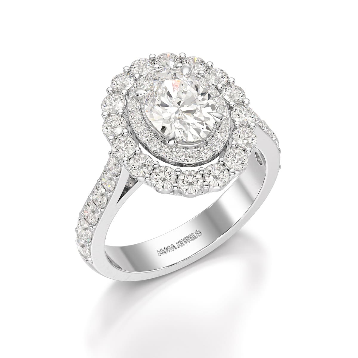 2.39 CT Lab Diamond Oval Cut Halo Engagement Ring