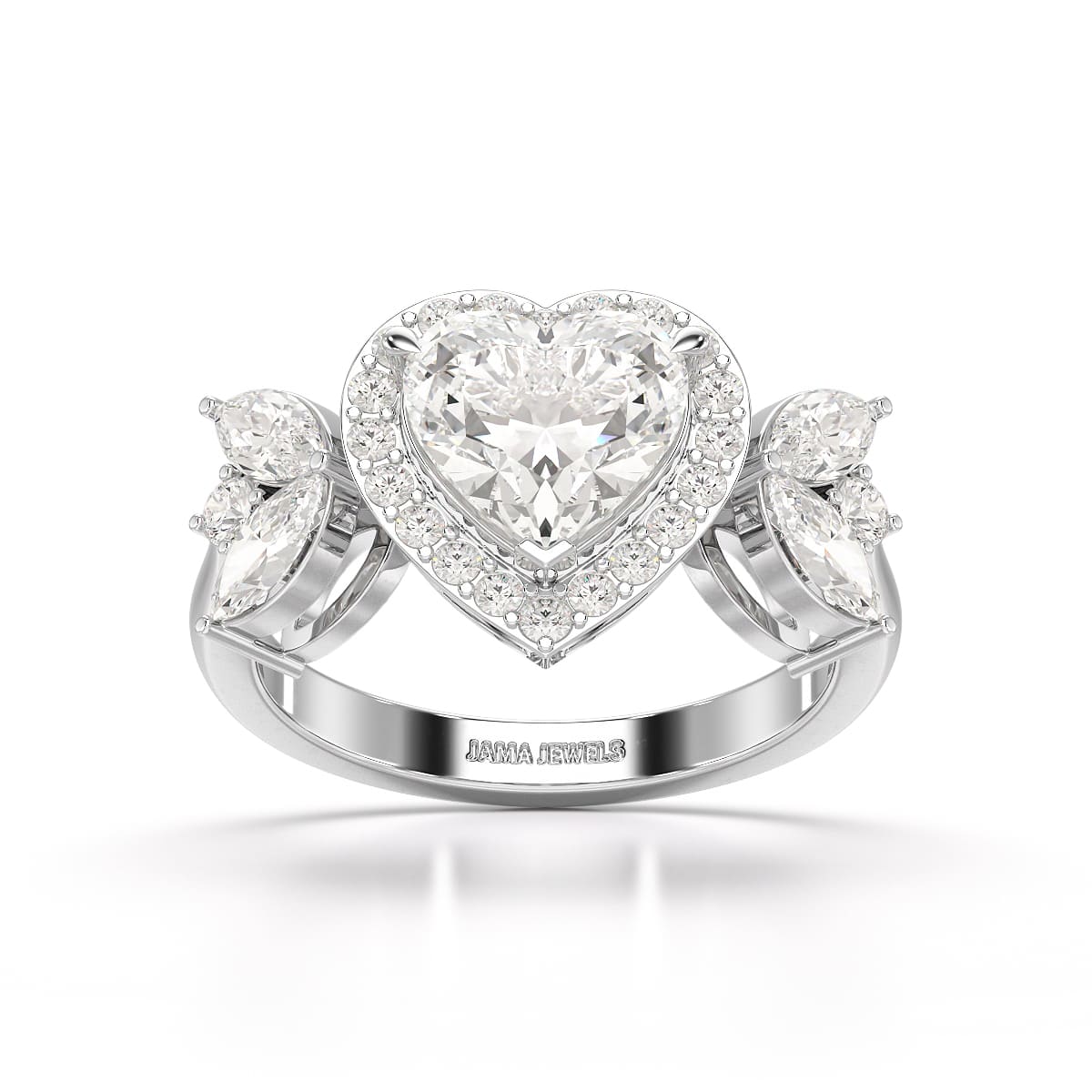 2.41 CT Lab Diamond Heart Cut Halo Ring