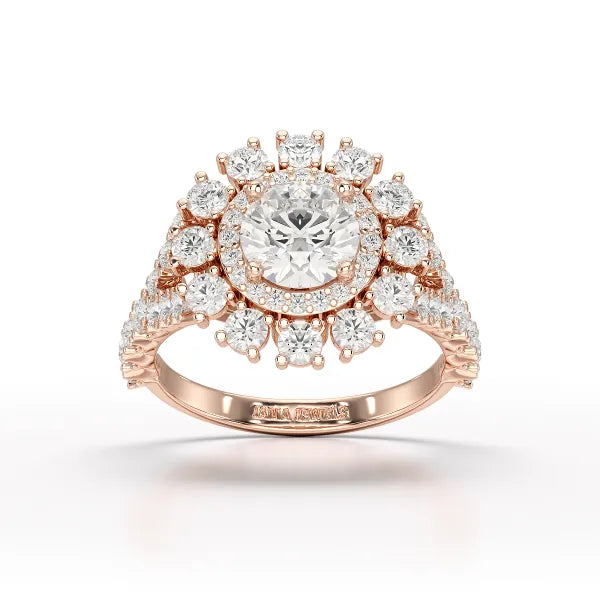 2.63 CT Double Halo Lab Diamond Wedding Ring - Jama Jewels 