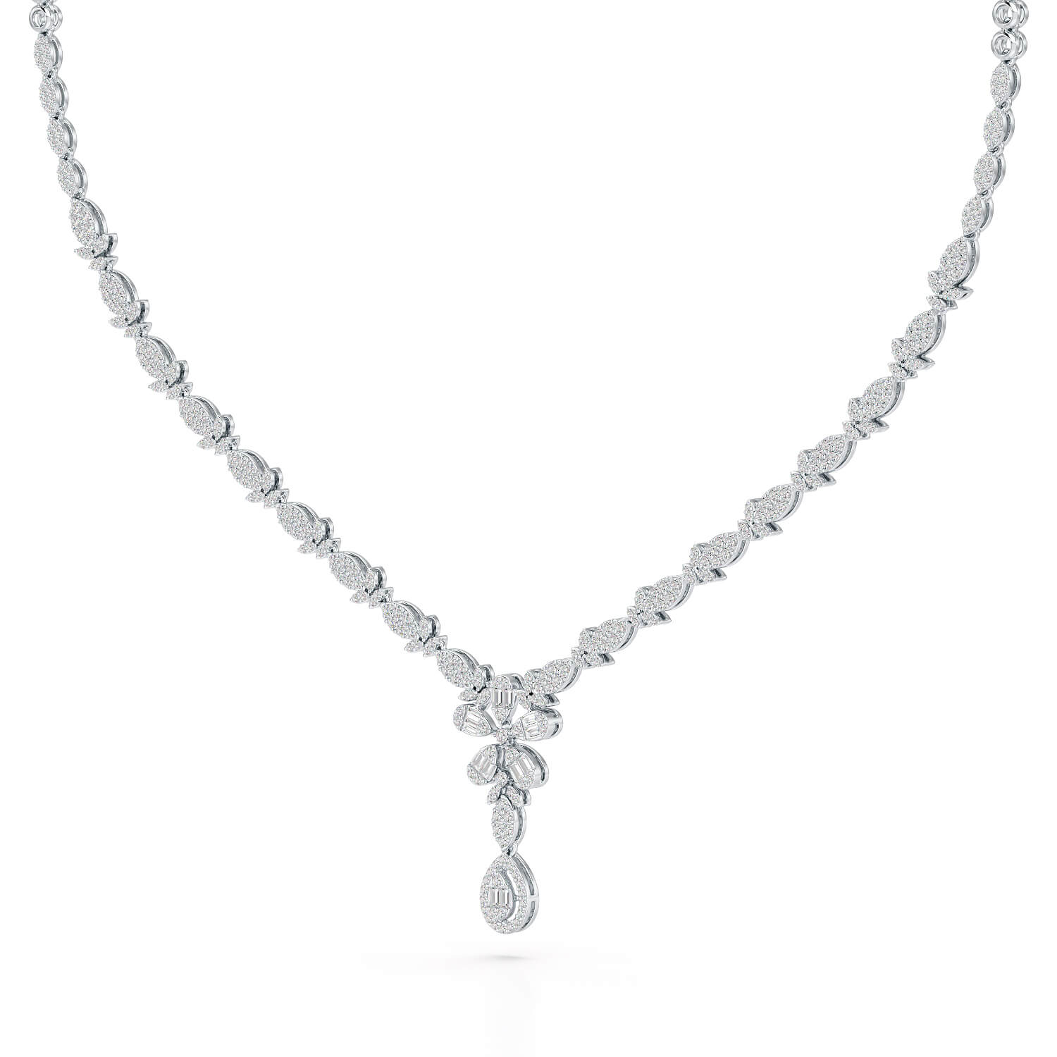 2.5 CT Baguette Cut Lab Grown Diamond Necklace