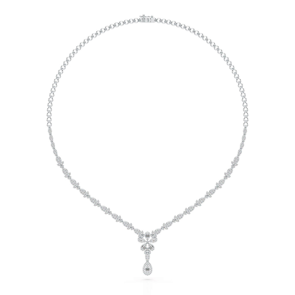 2.5 CT Baguette Cut Lab Grown Diamond Necklace