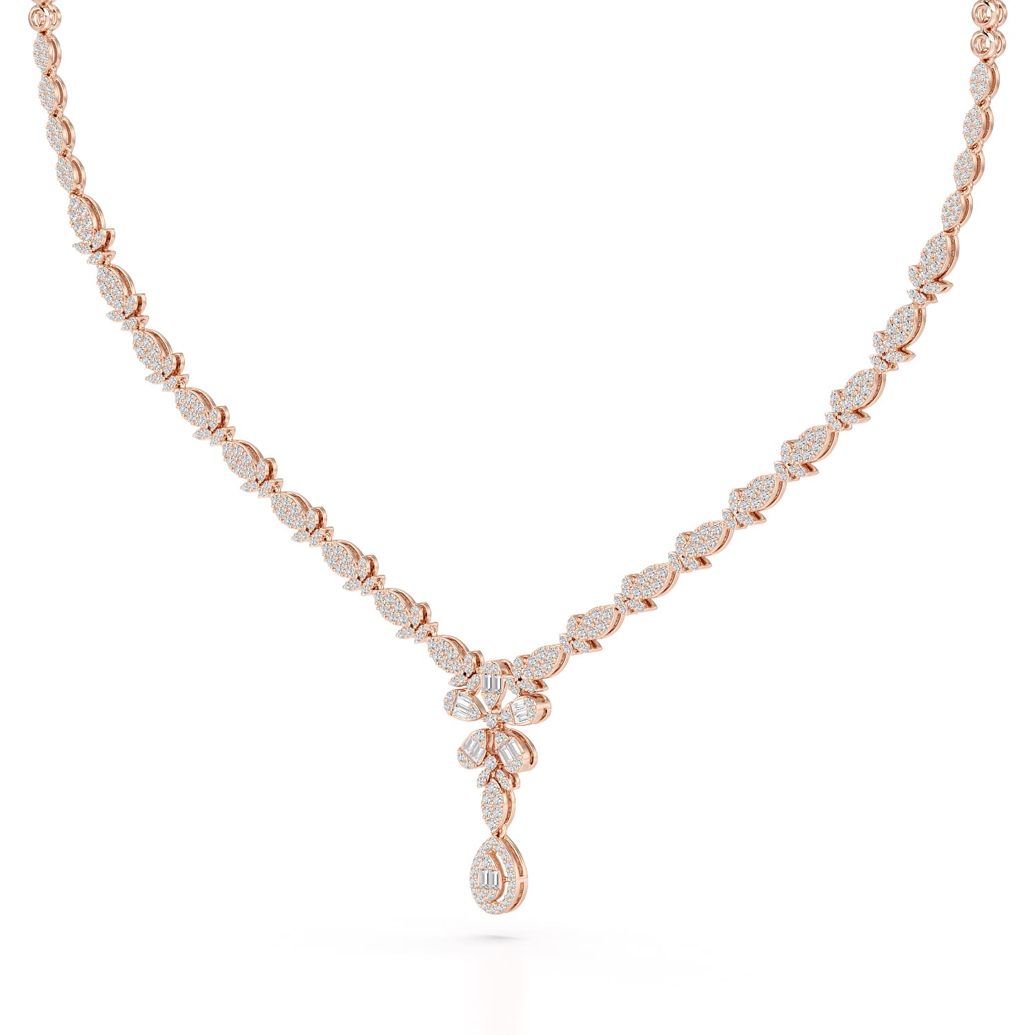 2.5 CT Baguette Cut Lab Grown Diamond Necklace