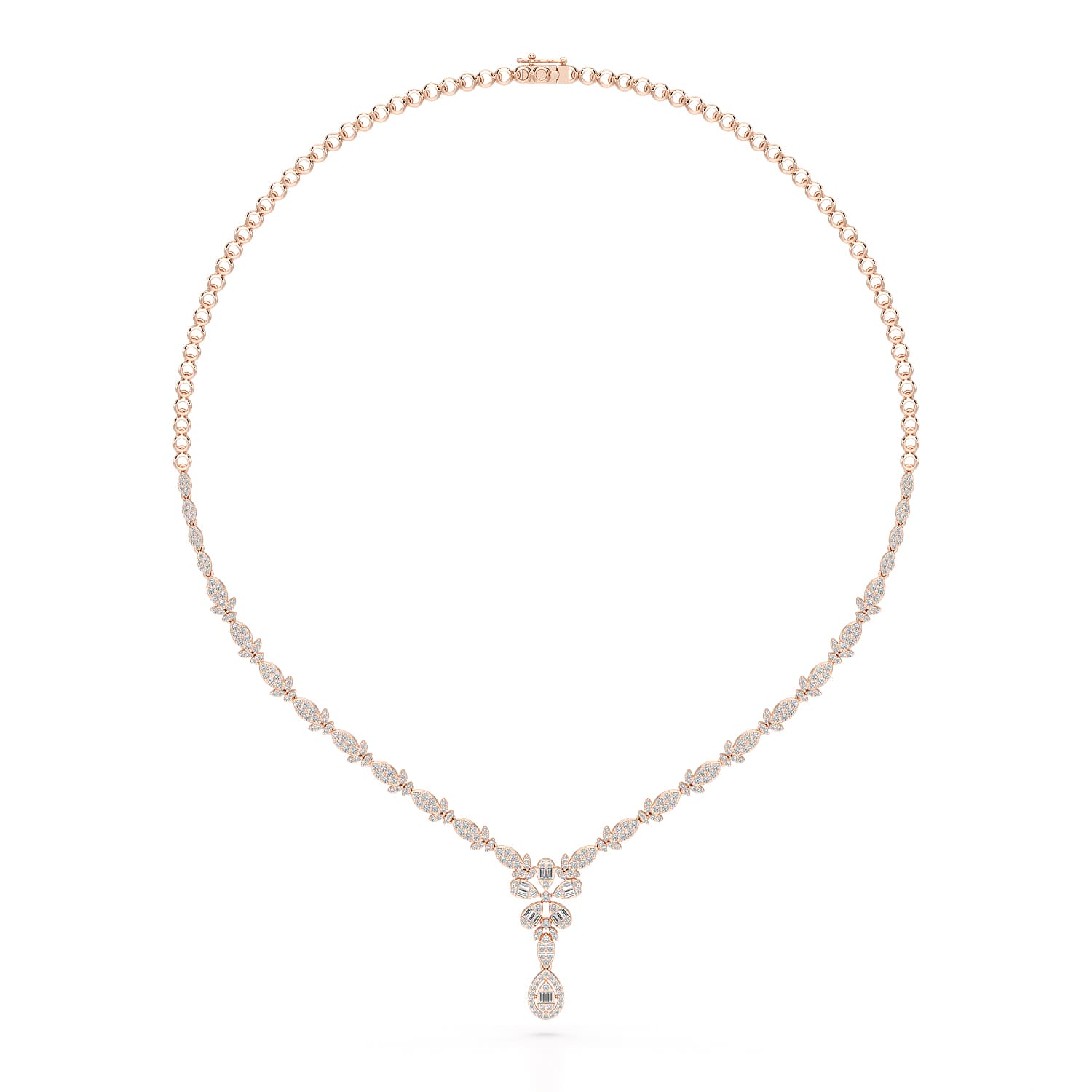 2.5 CT Baguette Cut Lab Grown Diamond Necklace