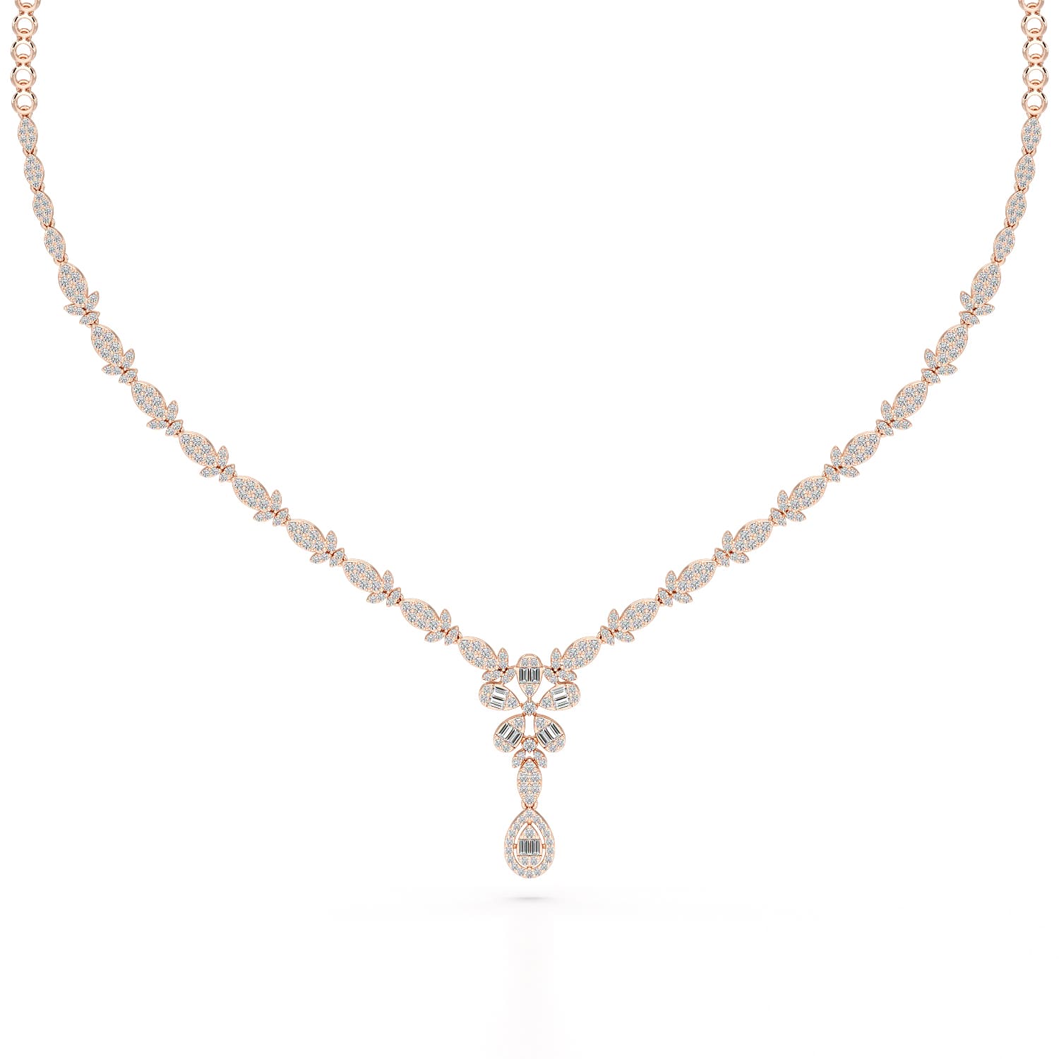 2.5 CT Baguette Cut Lab Grown Diamond Necklace