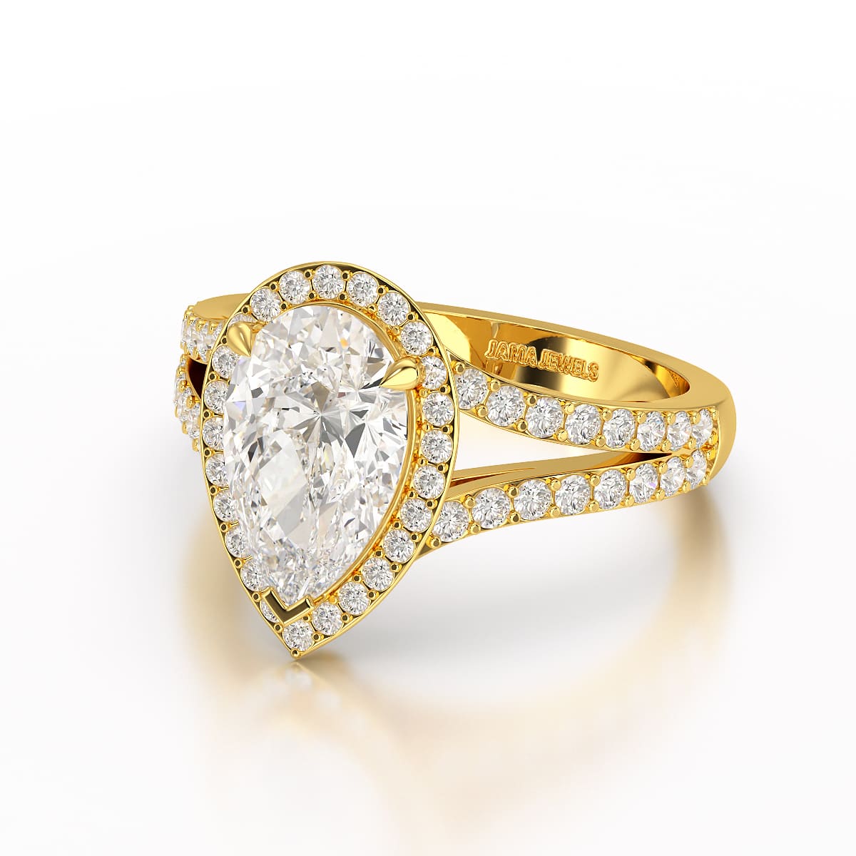 2.65 CT Lab Diamond Pear Cut Halo Ring