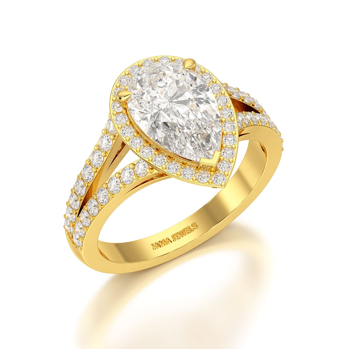 2.65 CT Lab Diamond Pear Cut Halo Ring