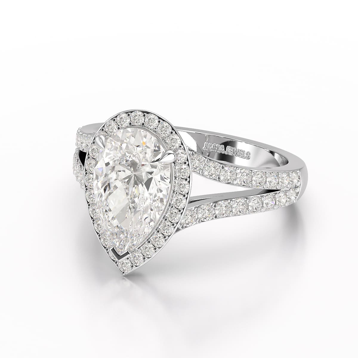 2.65 CT Lab Diamond Pear Cut Halo Ring