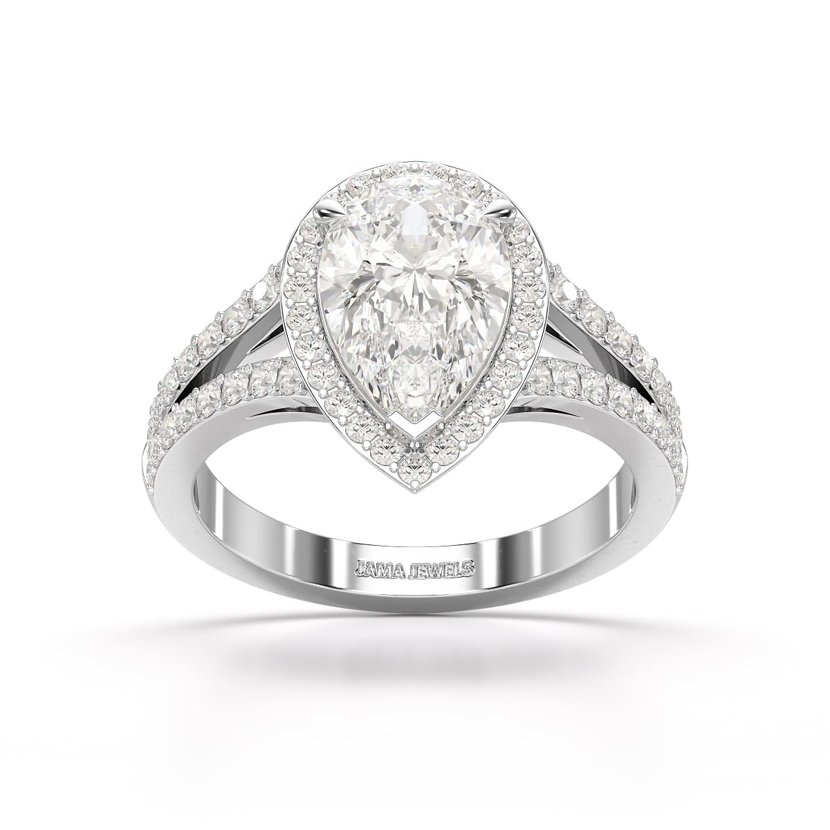 2.65 CT Lab Diamond Pear Cut Halo Ring