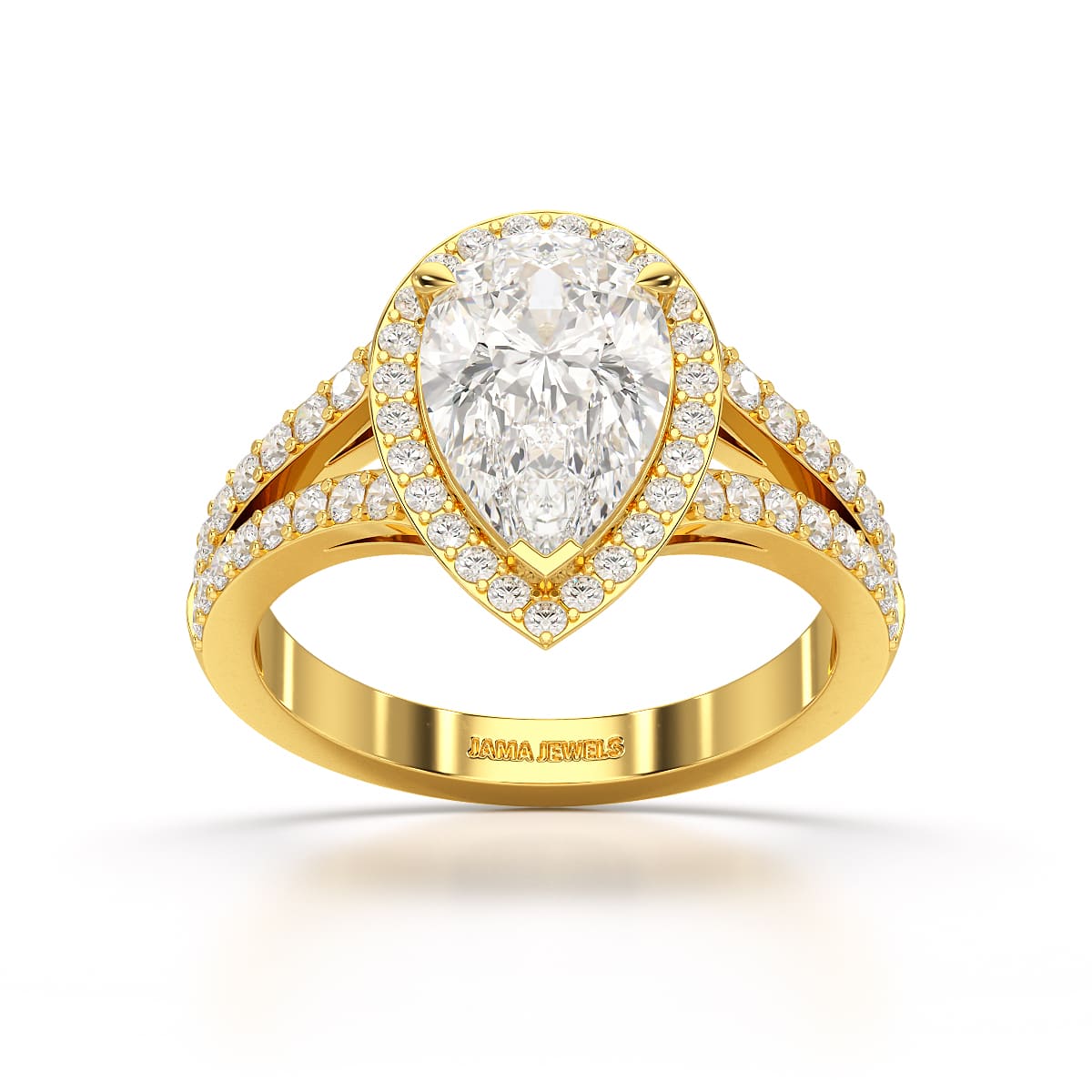 2.65 CT Lab Diamond Pear Cut Halo Ring