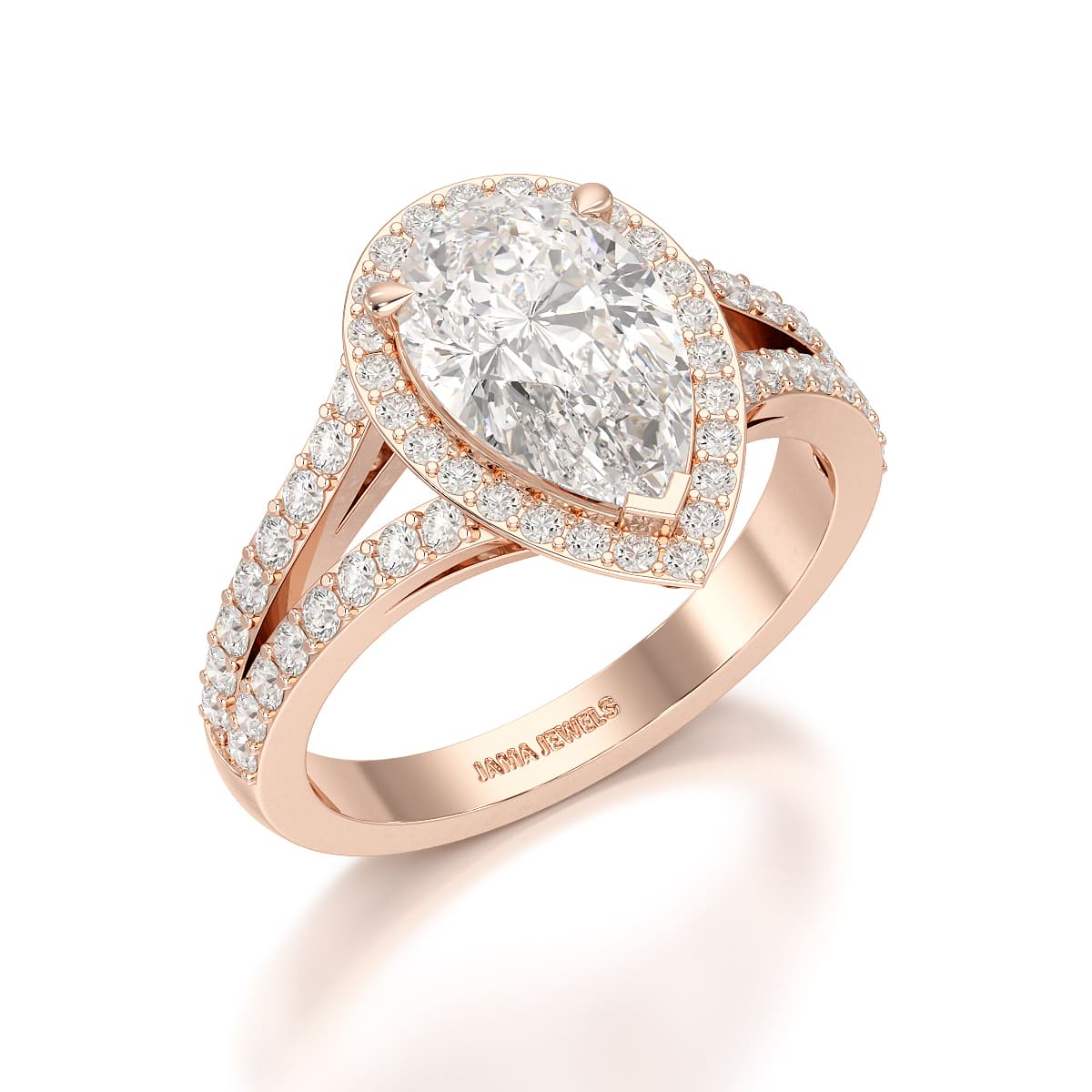 2.65 CT Lab Diamond Pear Cut Halo Ring