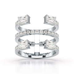 2.83 CT Three Layer Emerald Cut Lab Diamond Ring