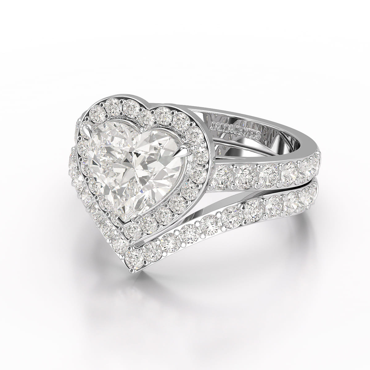 2.7 CT Lab Diamond Heart Shaped Halo Ring