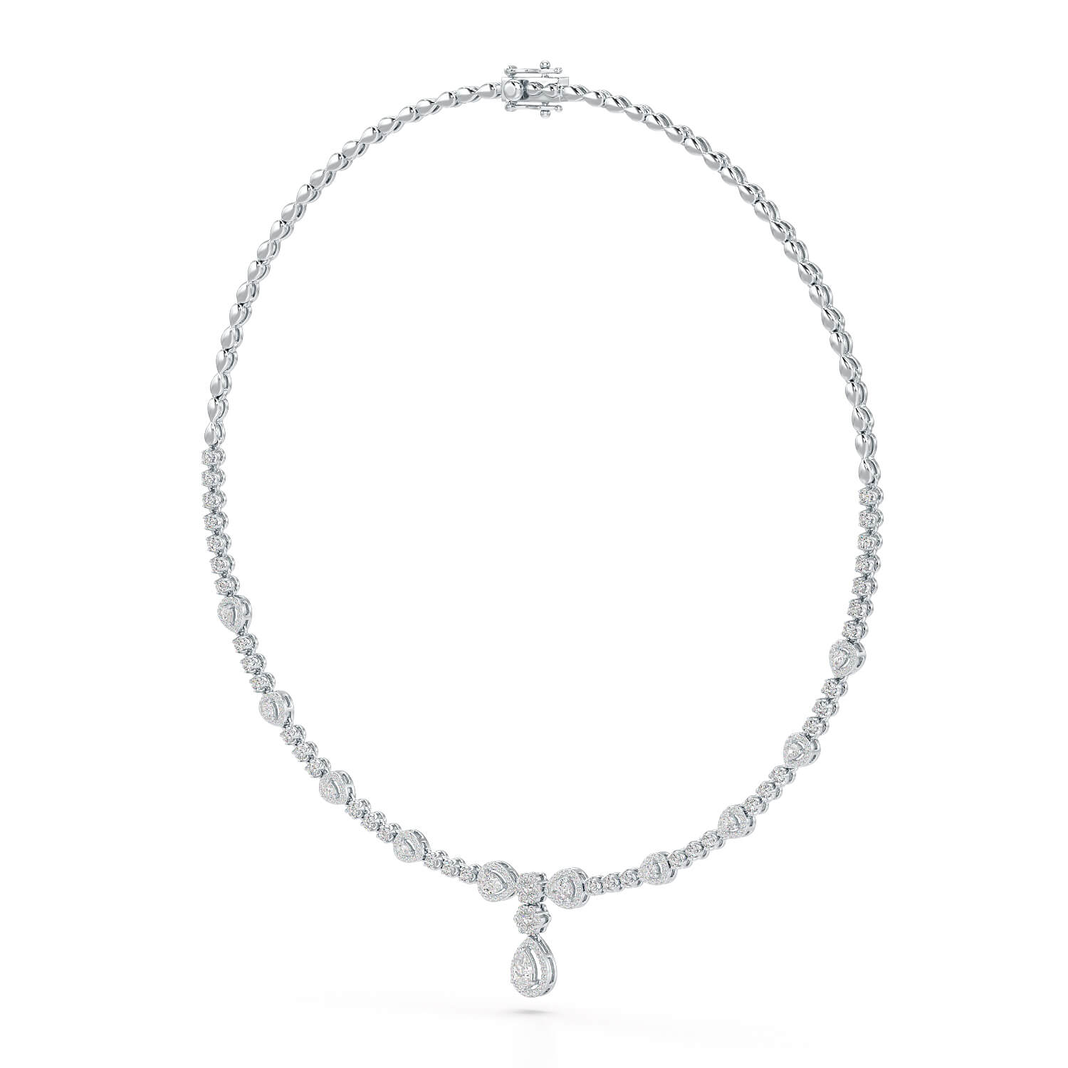 2.85 CT Pear Shape Lab Diamond Necklace