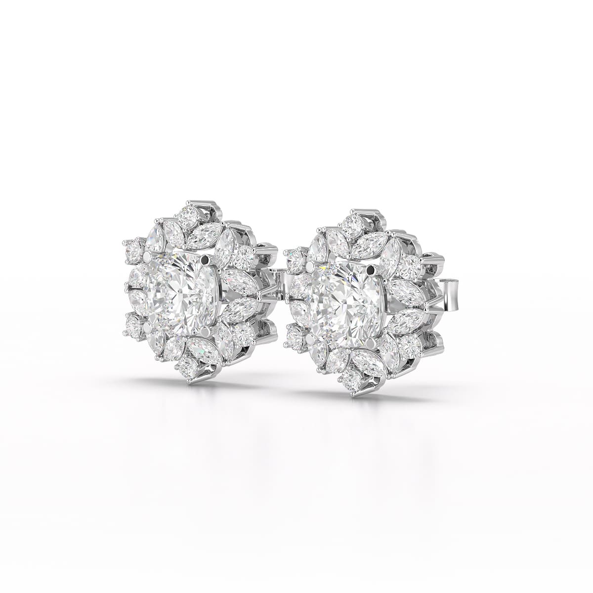 2.94 CT Lab Diamond Halo Cushion Earring