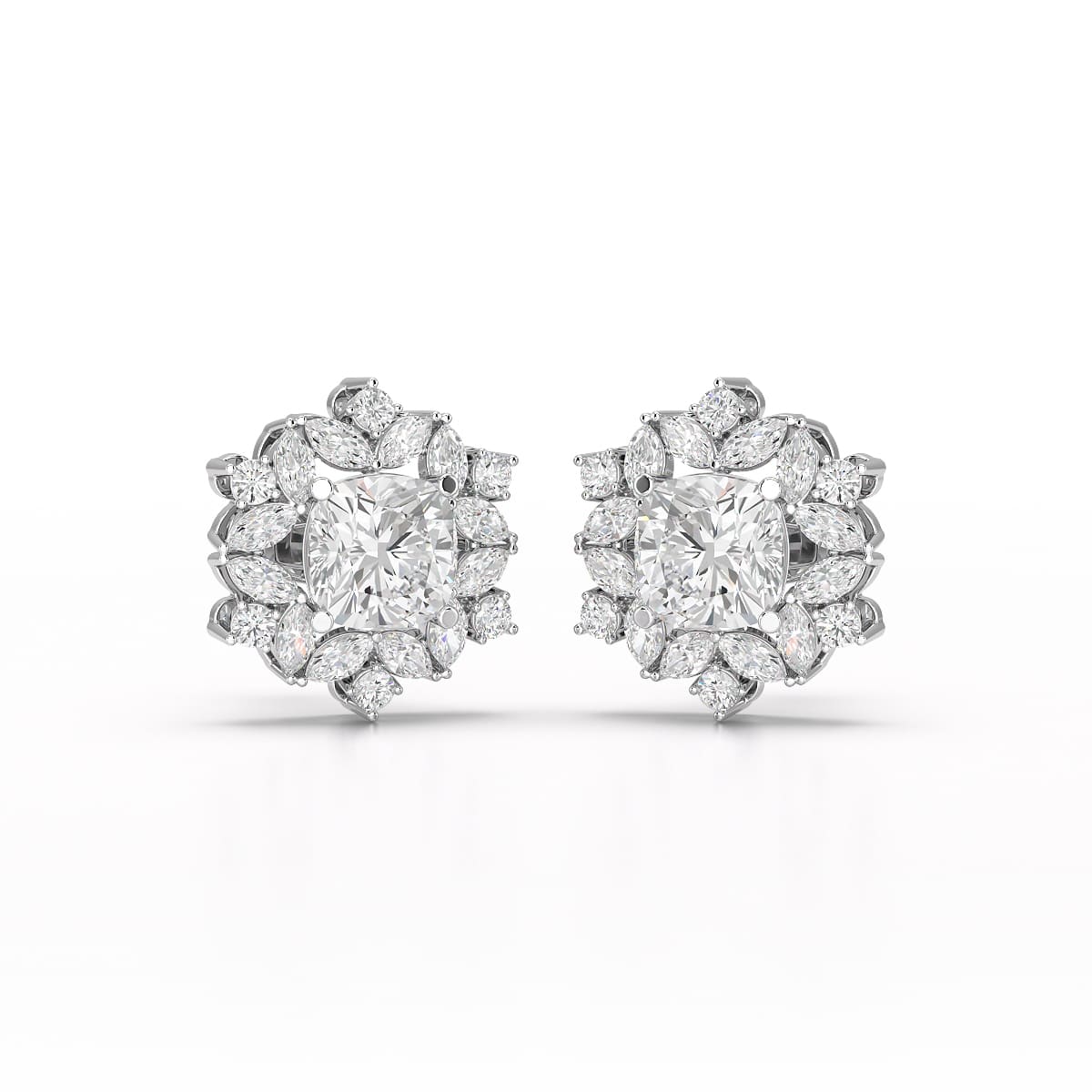 2.94 CT Lab Diamond Halo Cushion Earring