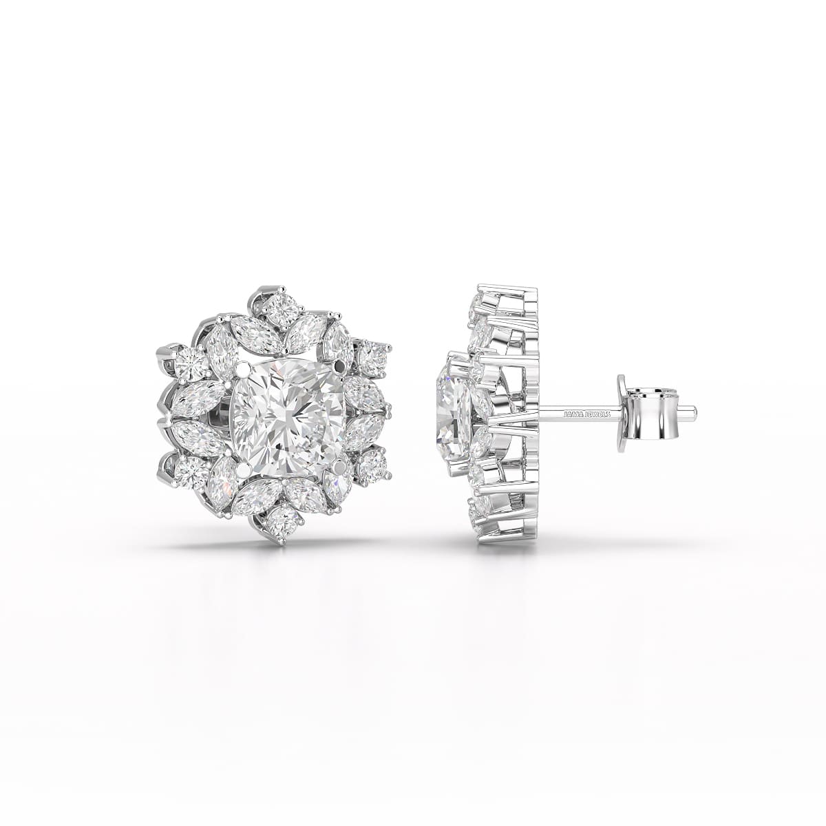 2.94 CT Lab Diamond Halo Cushion Earring