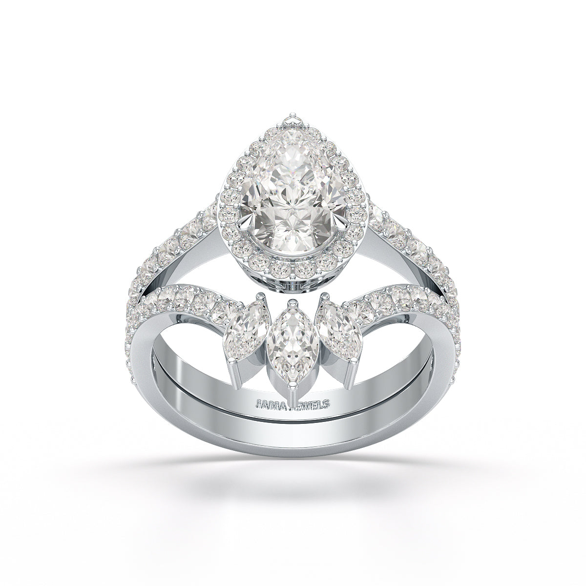 3 CT Marquise and Pear Cut Double Layer Lab Diamond Ring