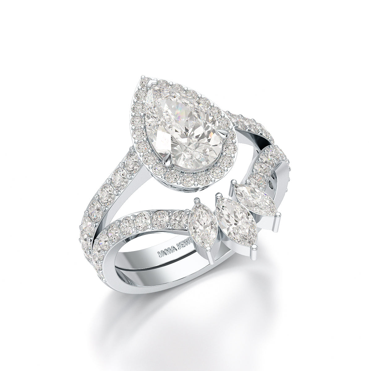 3 CT Marquise and Pear Cut Double Layer Lab Diamond Ring