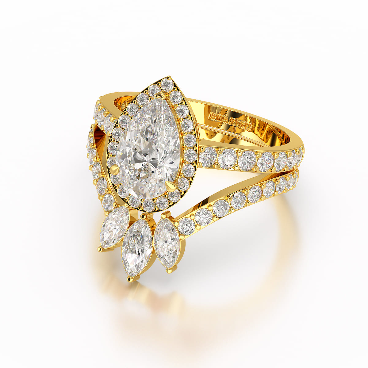 3 CT Marquise and Pear Cut Double Layer Lab Diamond Ring