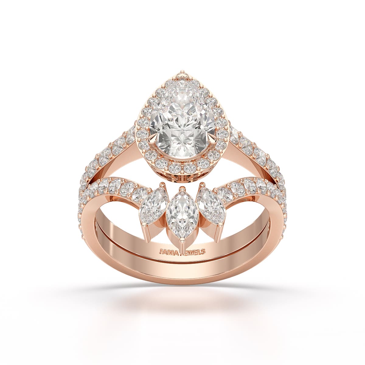 3 CT Marquise and Pear Cut Double Layer Lab Diamond Ring