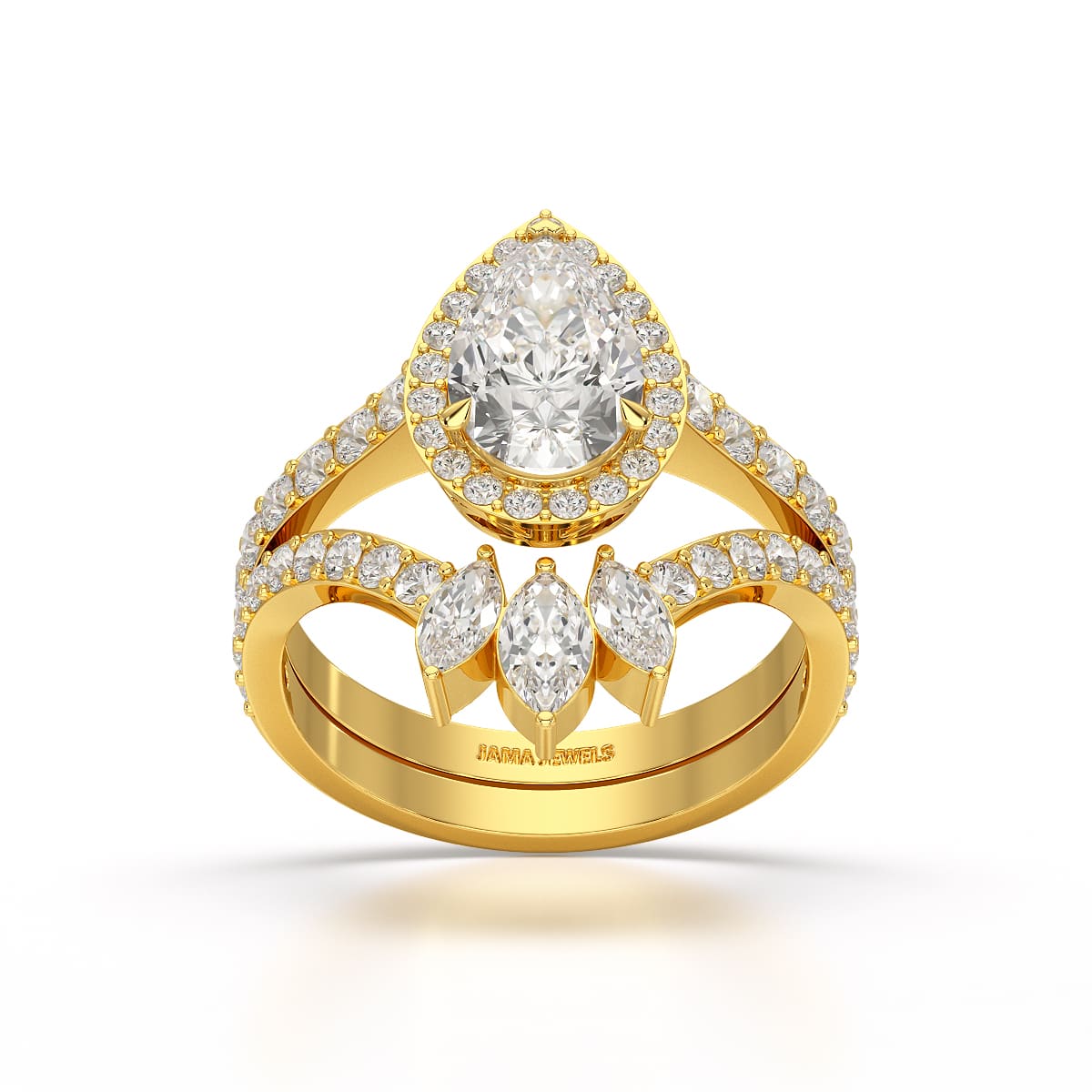 3 CT Marquise and Pear Cut Double Layer Lab Diamond Ring