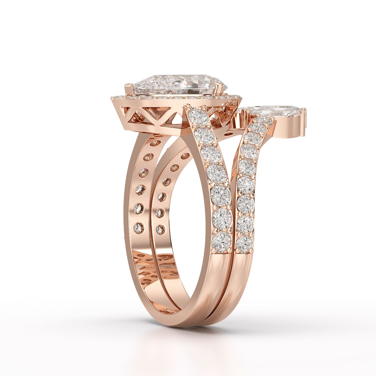 3 CT Marquise and Pear Cut Double Layer Lab Diamond Ring