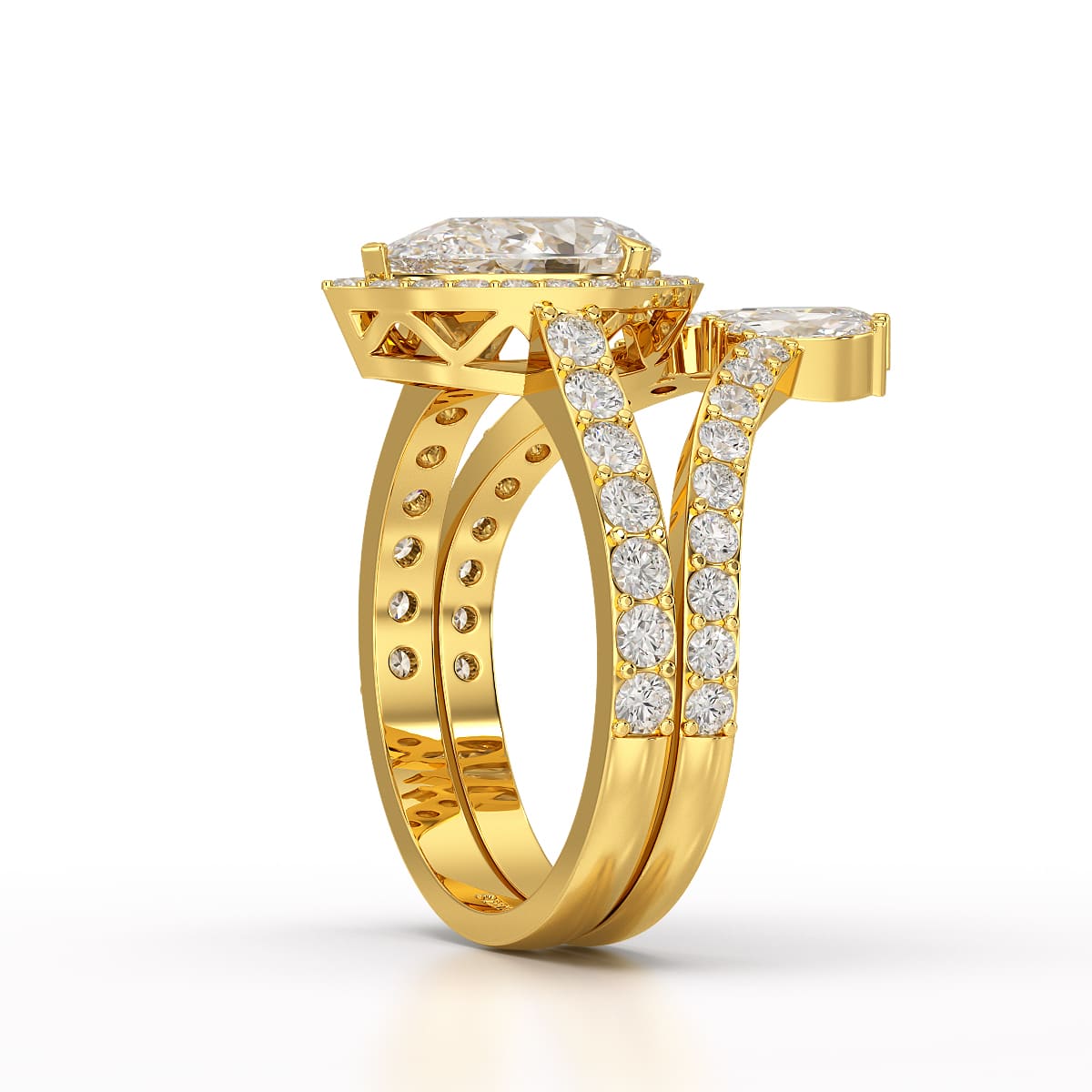 3 CT Marquise and Pear Cut Double Layer Lab Diamond Ring