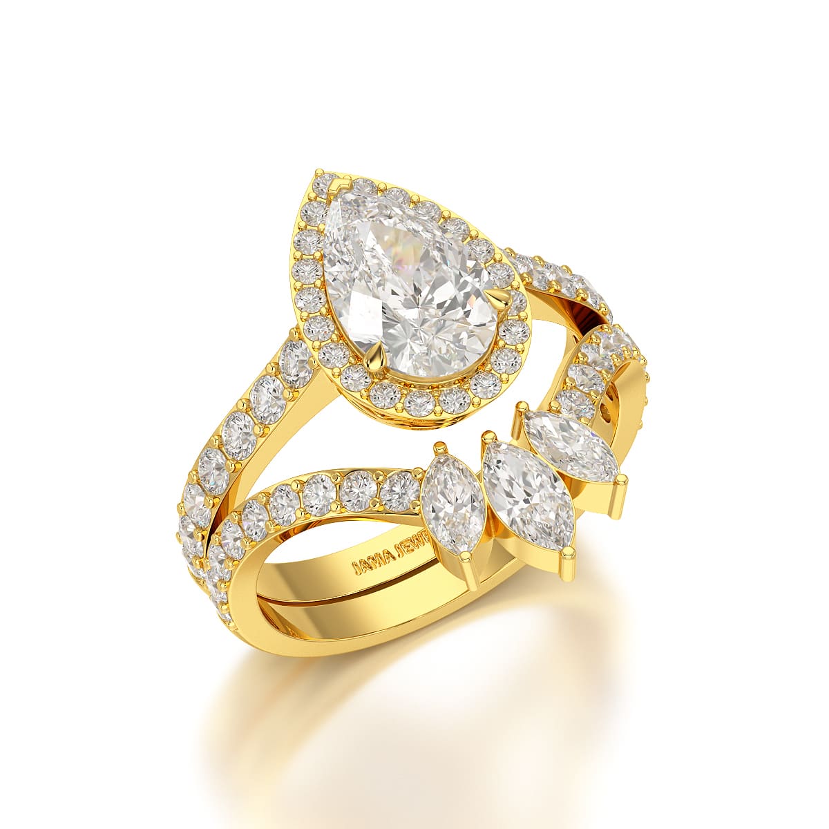 3 CT Marquise and Pear Cut Double Layer Lab Diamond Ring