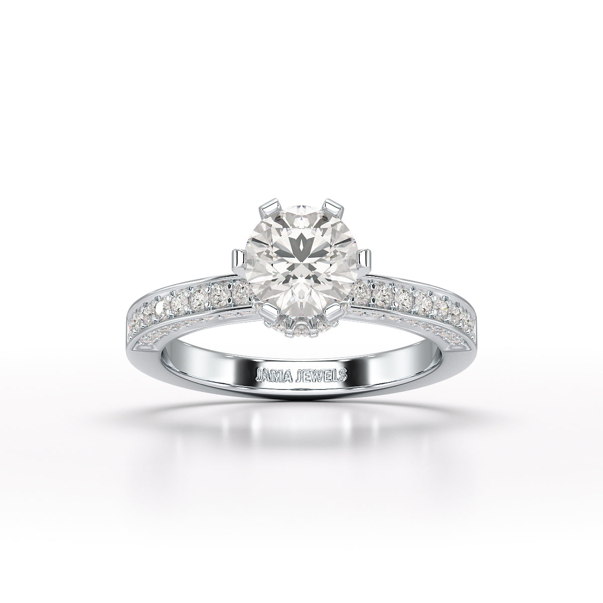 Round Lab Diamond 1.65 CT Simple Wedding Ring - Jama Jewels 