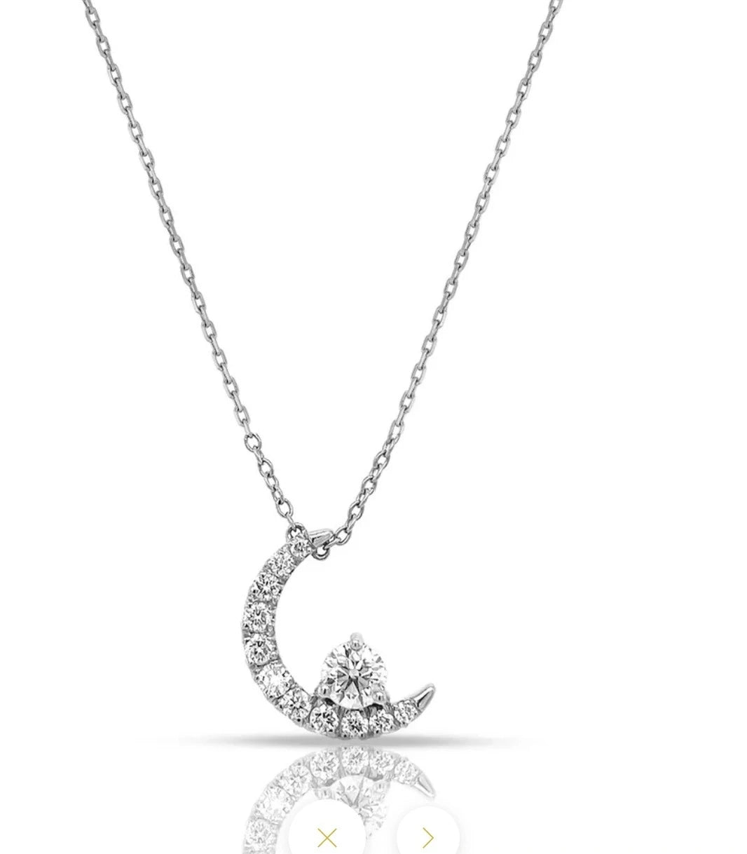 1.7 CT Lab Diamond Moon Shaped Round Chain Pendant