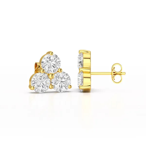 2 CT Three Stone Round Lab Diamond Earring