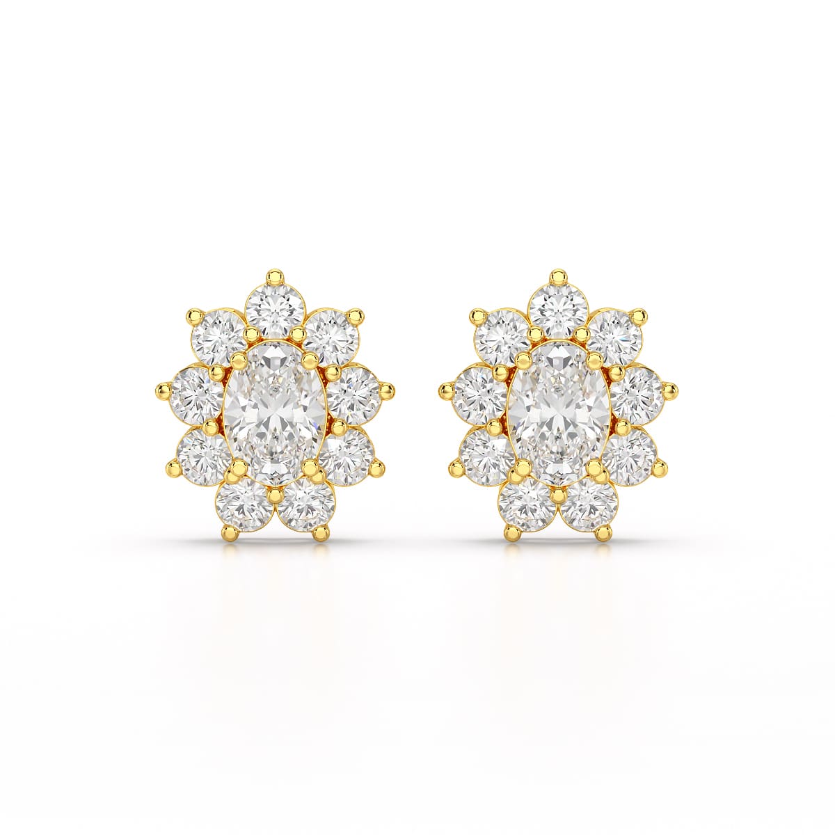 3.06 CT Lab Diamond Oval Cut Stud Earrings