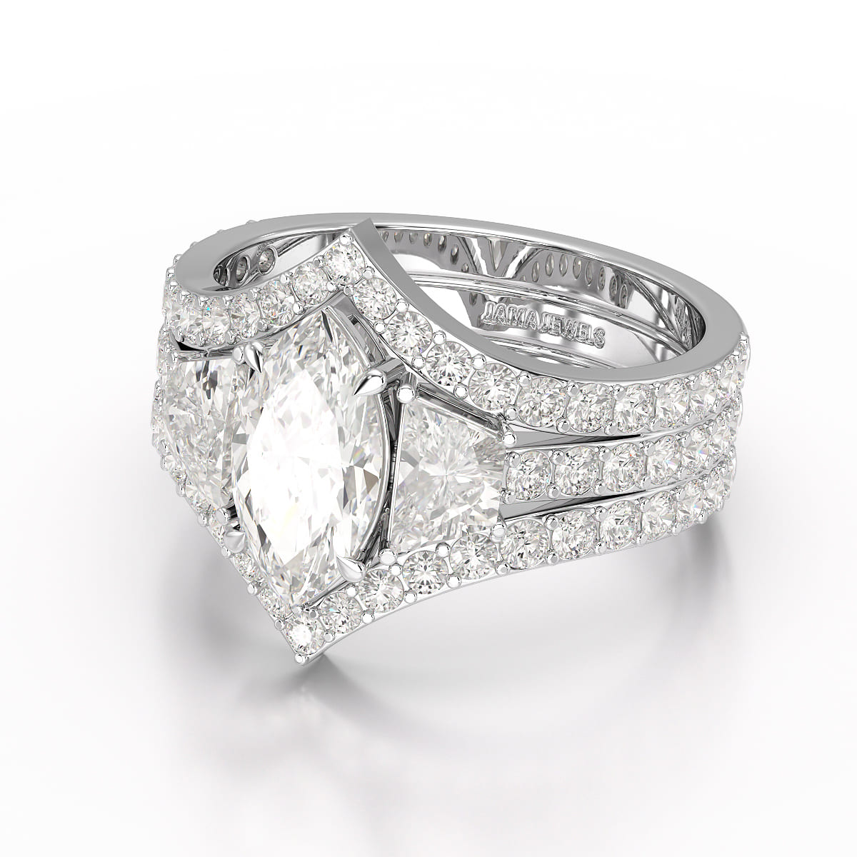 3.1 CT Marquise Cut Lab Diamond Layered Ring