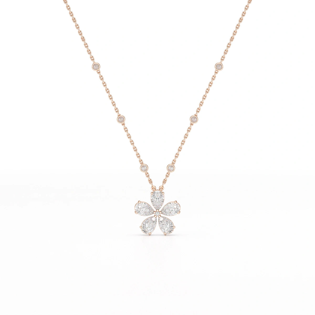 3.29 CT Pear Cut Lab Diamond Chain Pendant