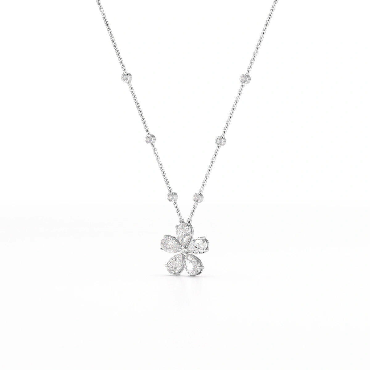 3.29 CT Pear Cut Lab Diamond Chain Pendant