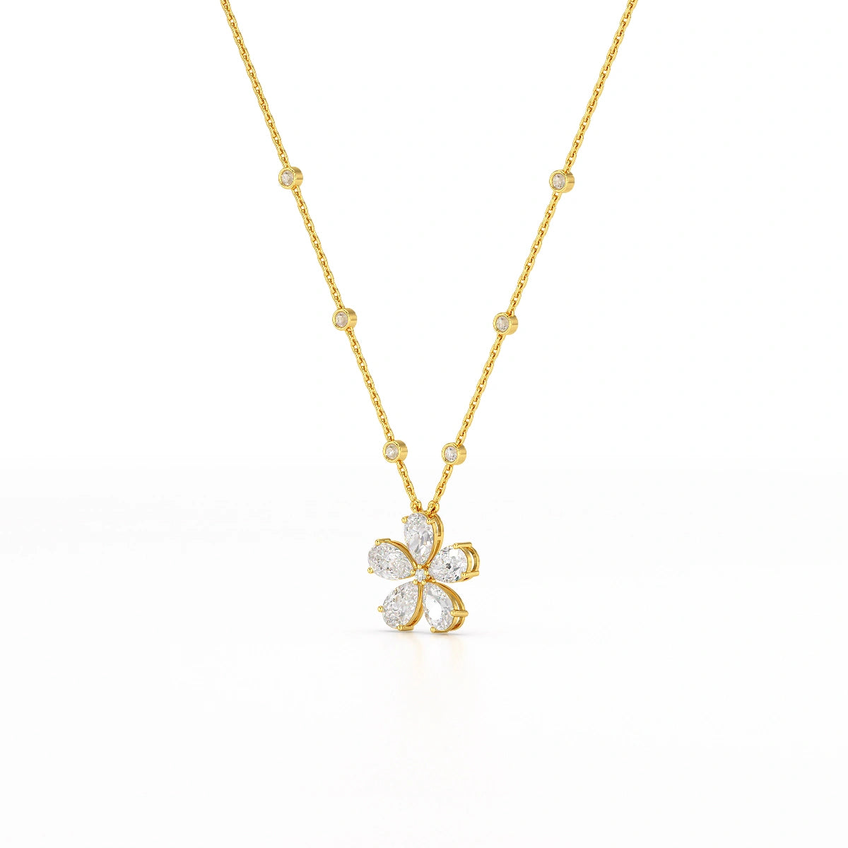 3.29 CT Pear Cut Lab Diamond Chain Pendant